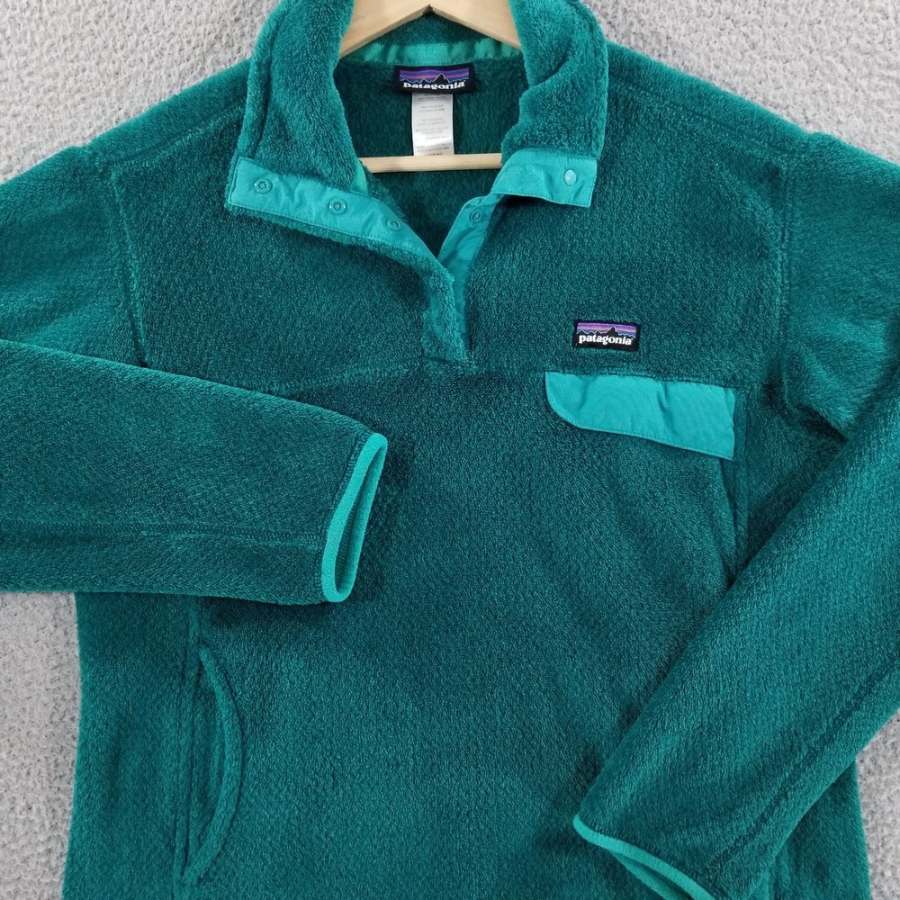 Patagonia Fleece Pullover Womens Medium Teal Re-Tool Snap T Pile Outdoor Jacket